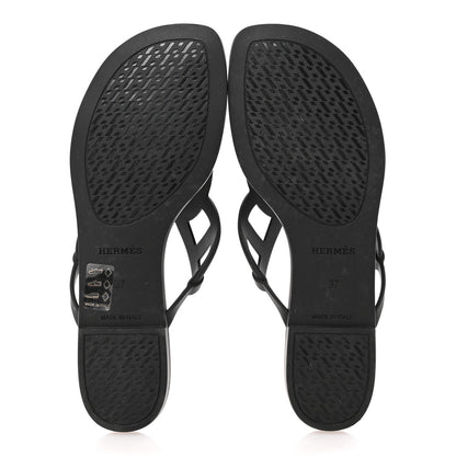 Hermes Rubber Womens Egerie Sandals 37 Black 6 of 9
