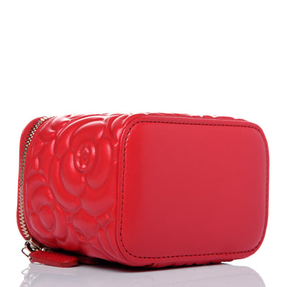 Chanel Goatskin Camellia Mini Vanity Case With Chain Red 4 of 12