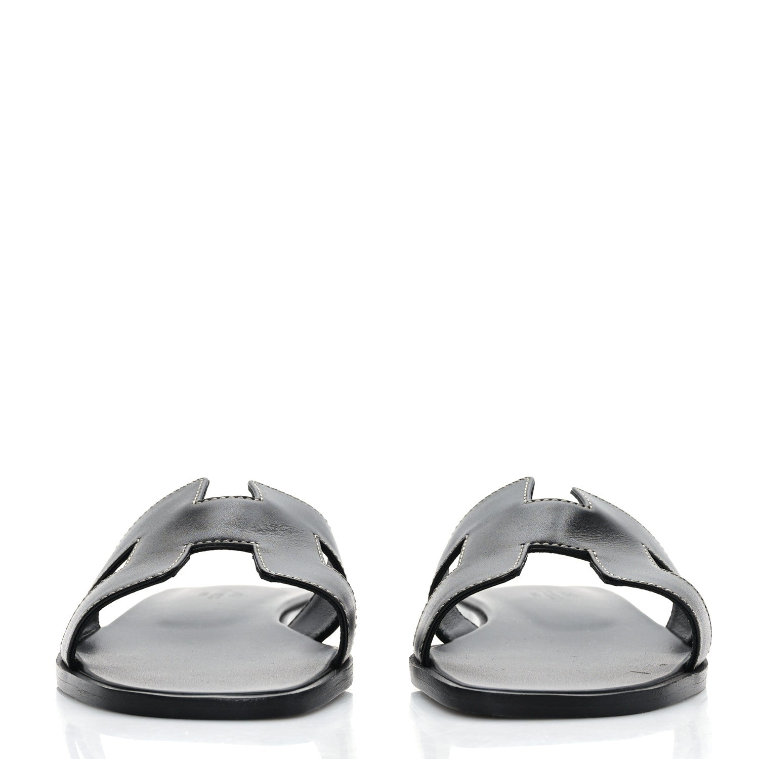 Hermes Box Calfskin Oran Sandals 37 Black 5 of 16