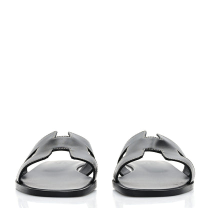 Hermes Box Calfskin Oran Sandals 37 Black 5 of 16