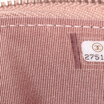Chanel Metallic Caviar Chevron Quilted Mademoiselle Vintage Zip Pouch Pink 7 of 8