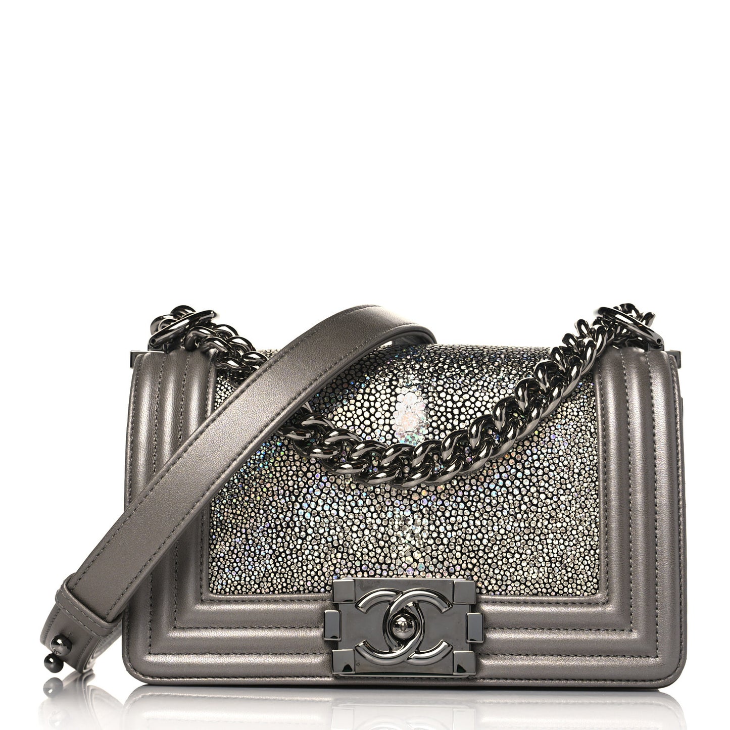 Galuchat Stingray Small Boy Flap Silver