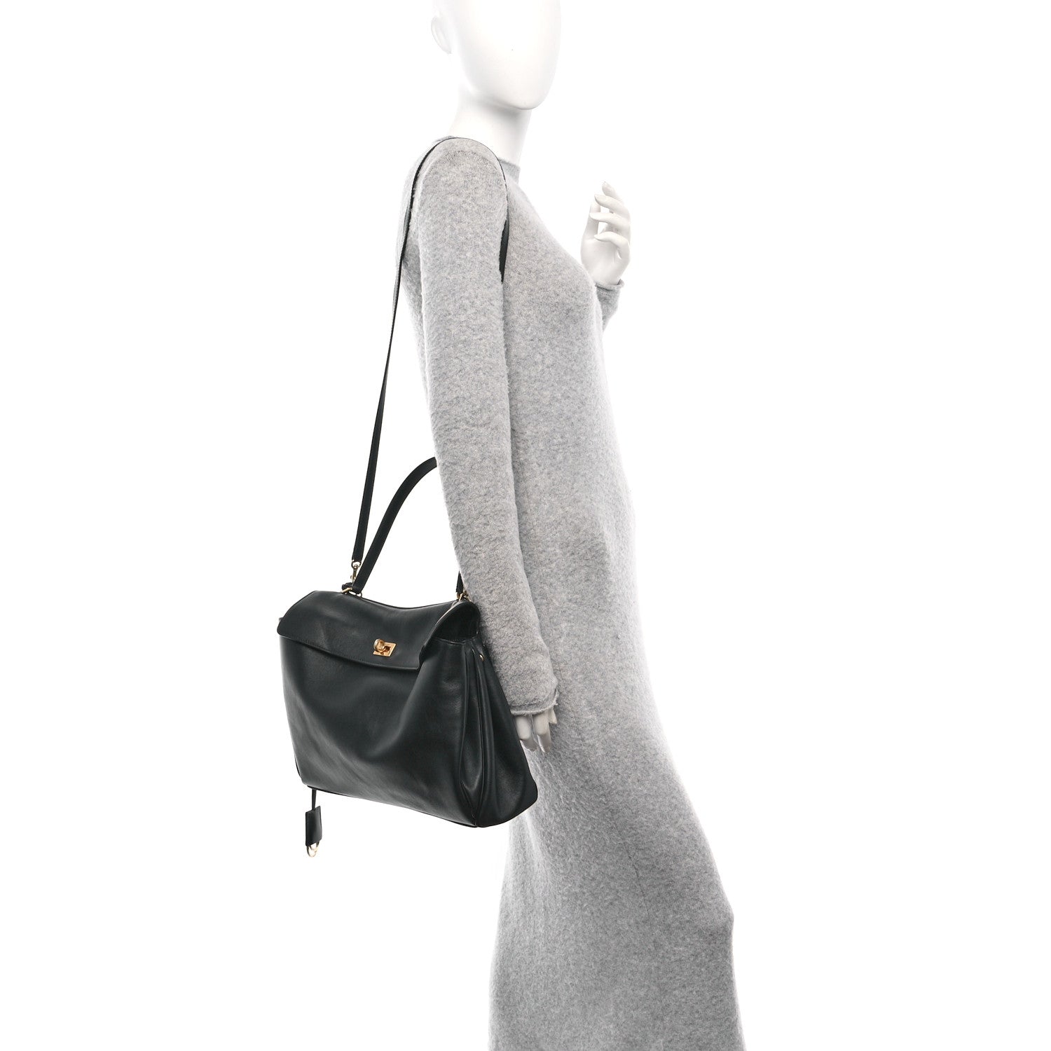 Balenciaga Natural Smooth Calfskin Medium Rodeo Top Handle Handbag Black 2 of 14