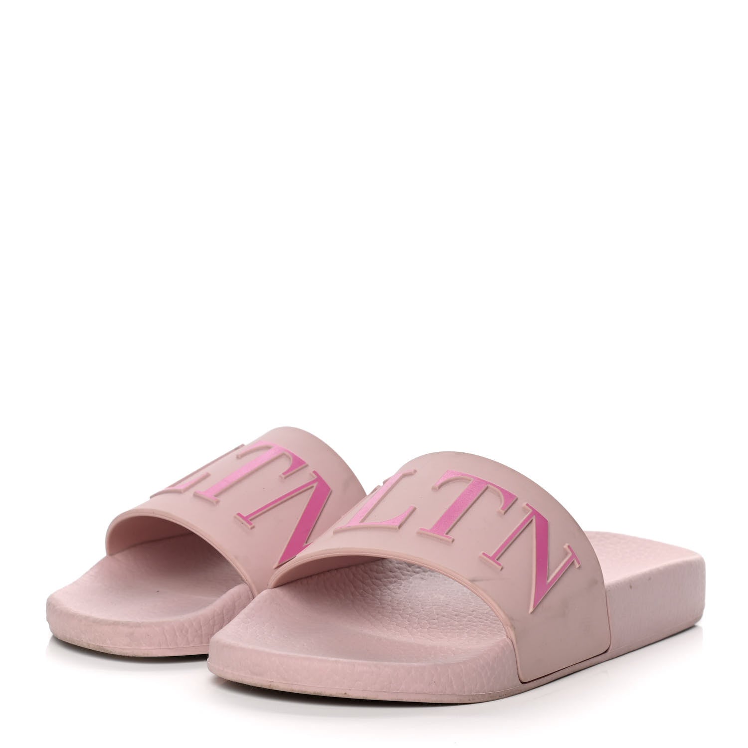 Valentino Garavani Rubber VLTN Pool Slide Sandals 37 Water Rose Disco Pink 3 of 16