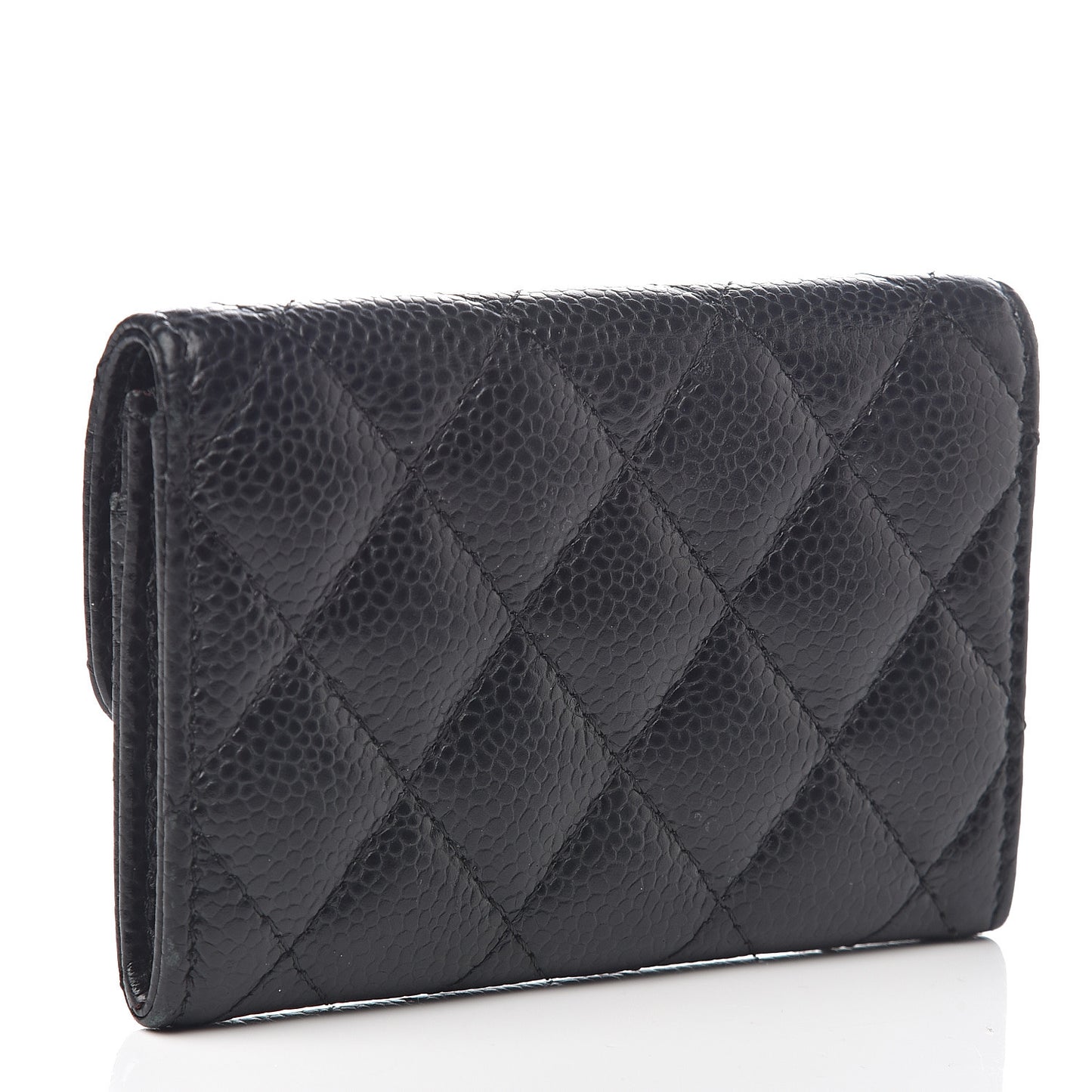 Caviar Quilted Flap Card Holder Black