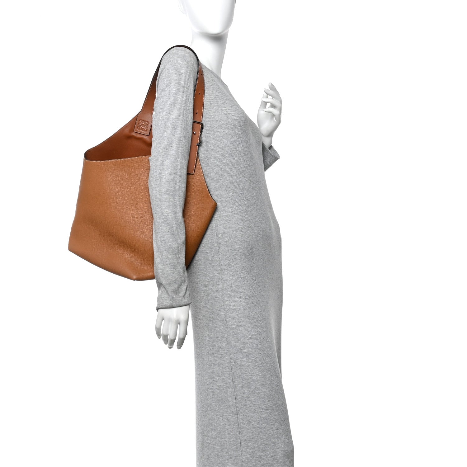 Loewe Calfskin Belted Balloon Bucket Shoulder Bag Tan 2 of 9