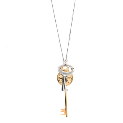 Louis Vuitton LV Double Key Necklace Gold Silver 4 of 5