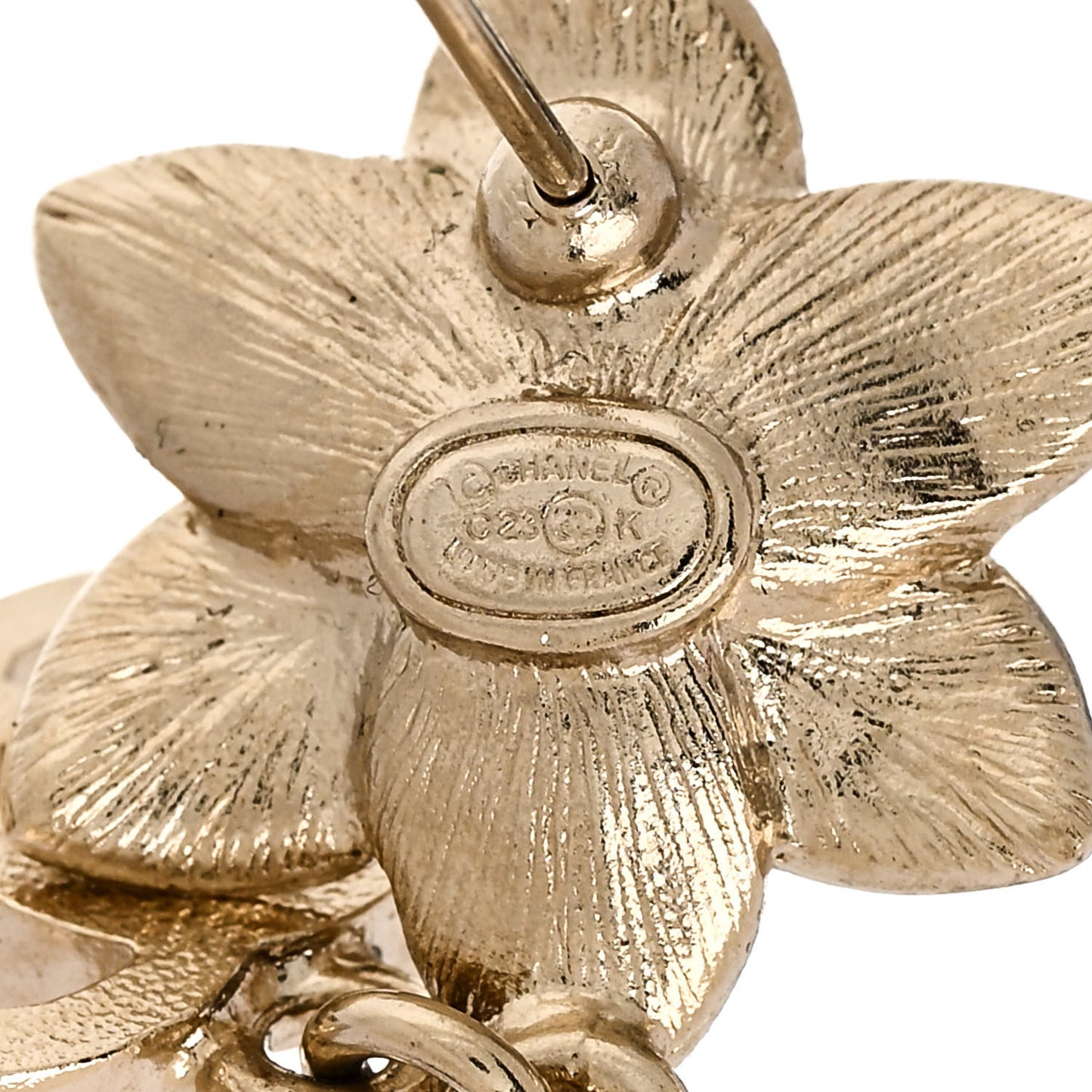 Crystal CC Pearl Flower Earrings Silver
