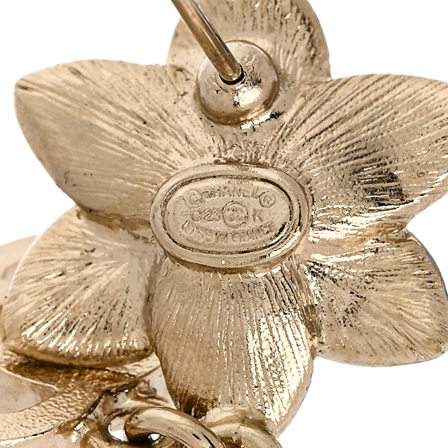 Chanel Crystal CC Pearl Flower Earrings Silver 4 of 5