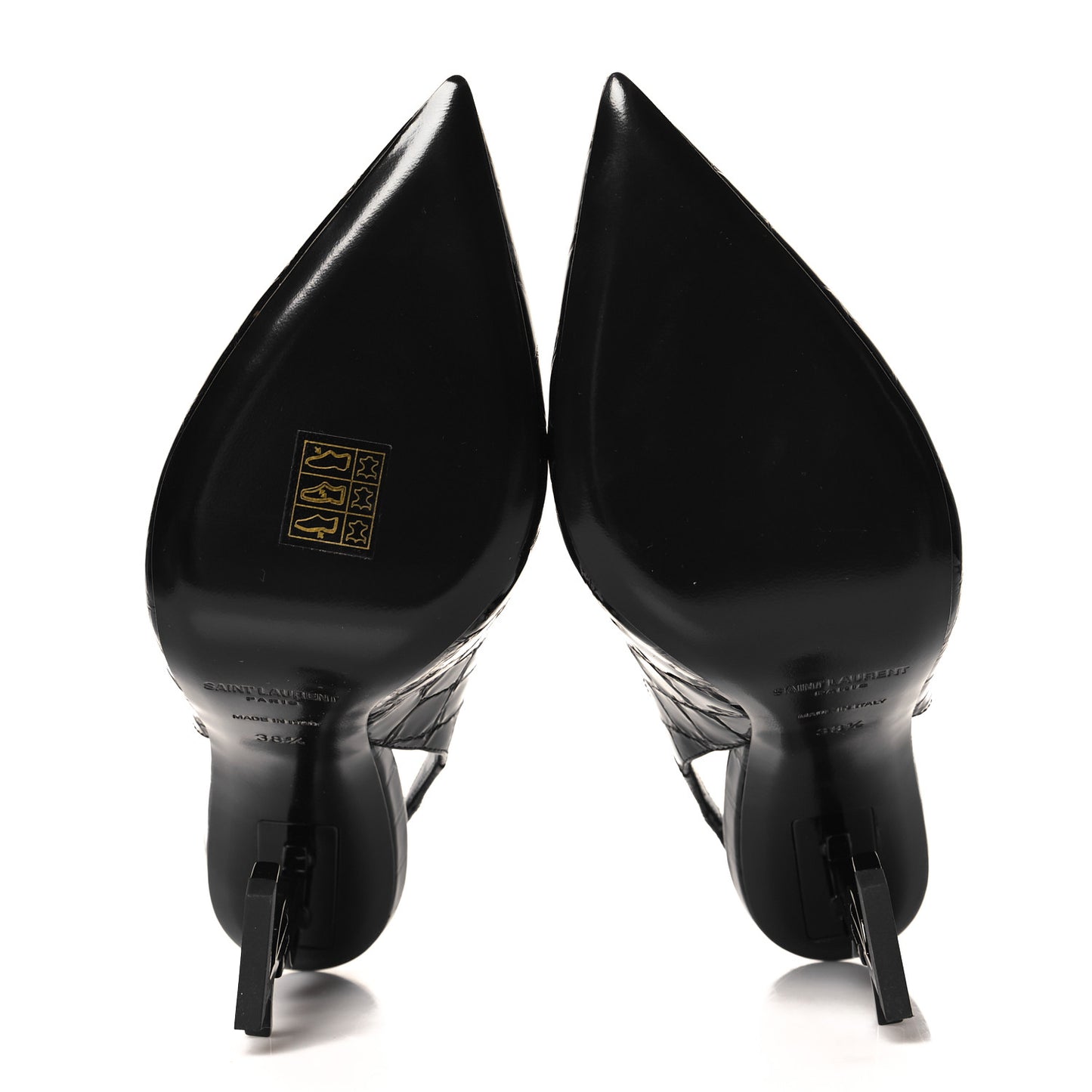 Patent Crocodile Embossed Opyum 110 Slingback 38.5 Black