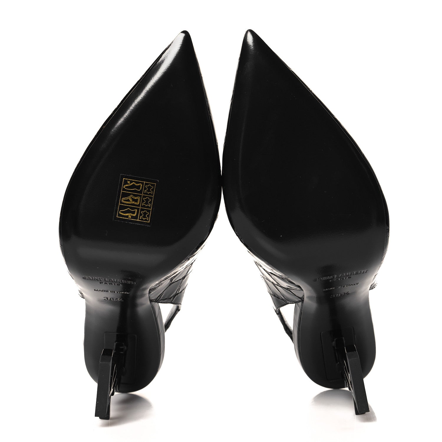 Saint Laurent Patent Crocodile Embossed Opyum 110 Slingback 38.5 Black 6 of 10