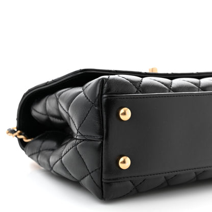 Chanel Calfskin Quilted Mini Logo Coco Handle Flap Black 9 of 10