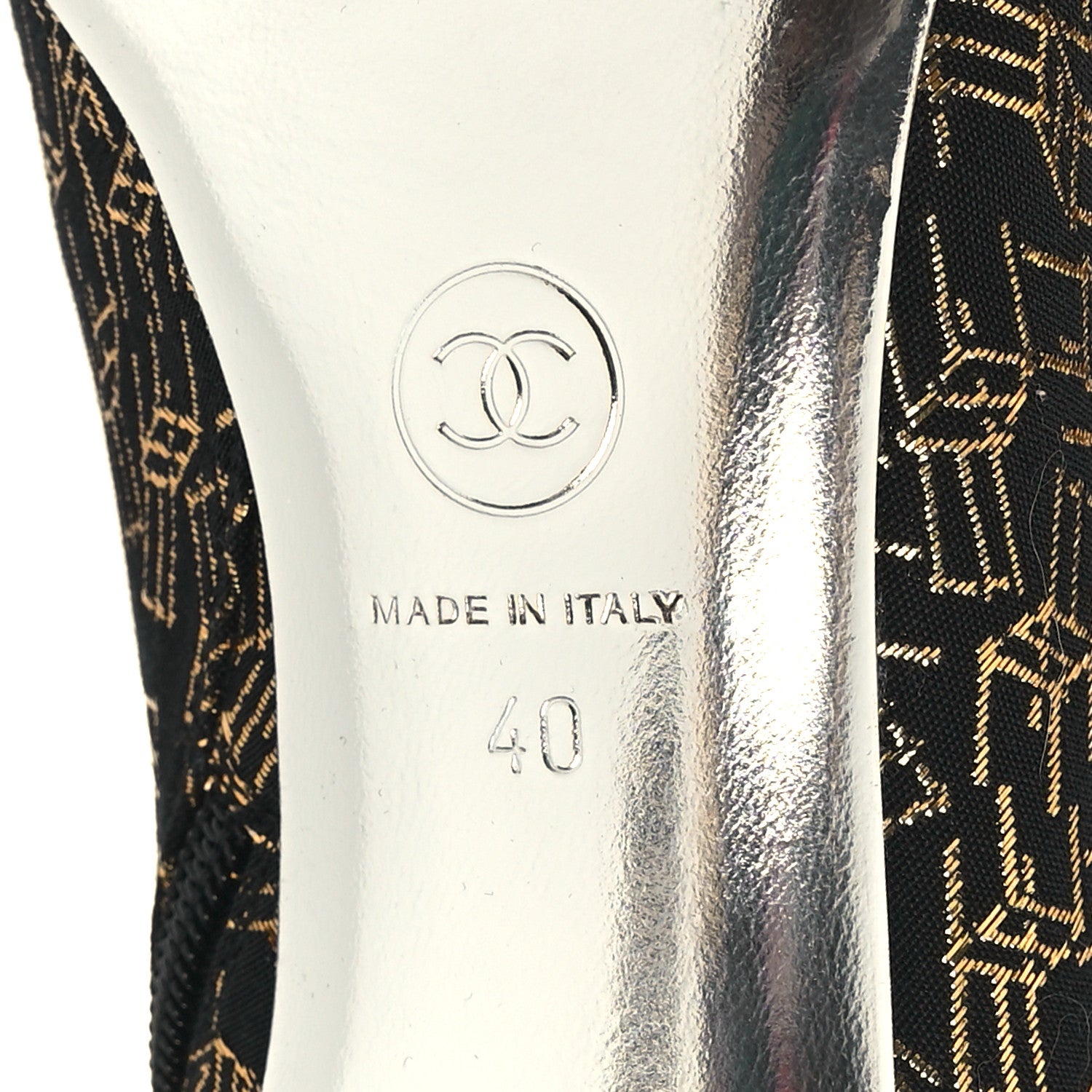 Chanel Tweed Grosgrain Printed Cap Toe Ankle Boots 40 Black Gold 7 of 10