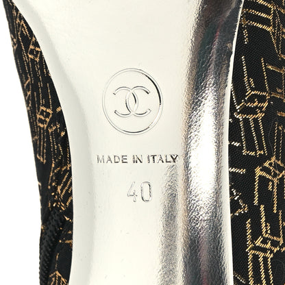 Chanel Tweed Grosgrain Printed Cap Toe Ankle Boots 40 Black Gold 7 of 10
