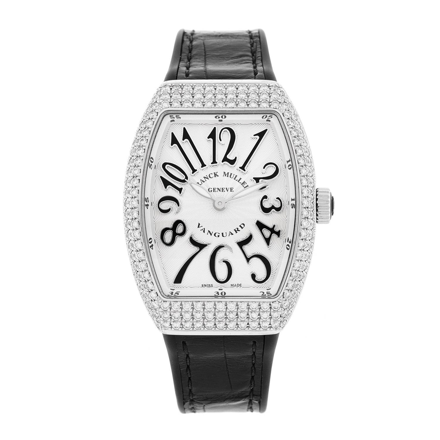 Franck Muller Stainless Steel Alligator Diamond Pave Bezel 32mm Vanguard Quartz Watch V32QZDACNR 1 of 5