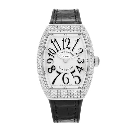 Franck Muller Stainless Steel Alligator Diamond Pave Bezel 32mm Vanguard Quartz Watch V32QZDACNR 1 of 5