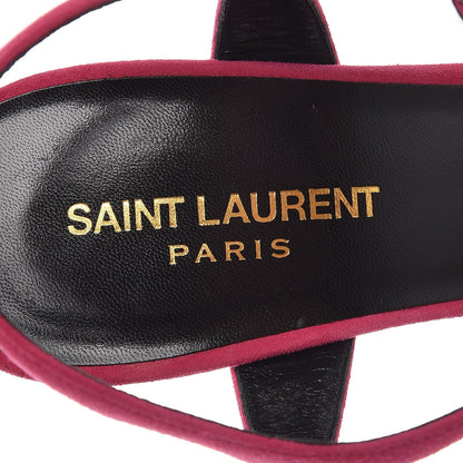 Saint Laurent Suede Bow Bianca 105 Platform Sandals Heels 39.5 Bubblegum 7 of 8