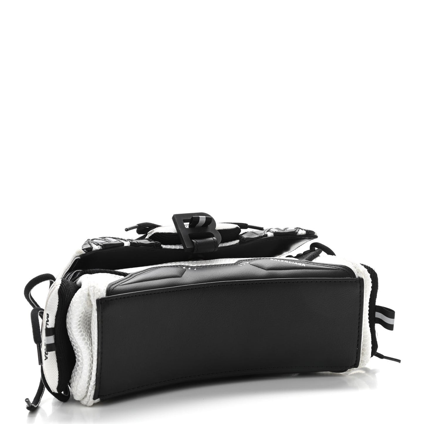 Faux Calfskin Fabric Small Sneakerhead Top Handle Bag Black White