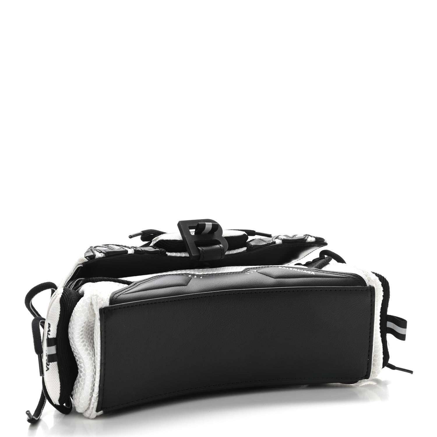 Balenciaga Faux Calfskin Fabric Small Sneakerhead Top Handle Bag Black White 4 of 10