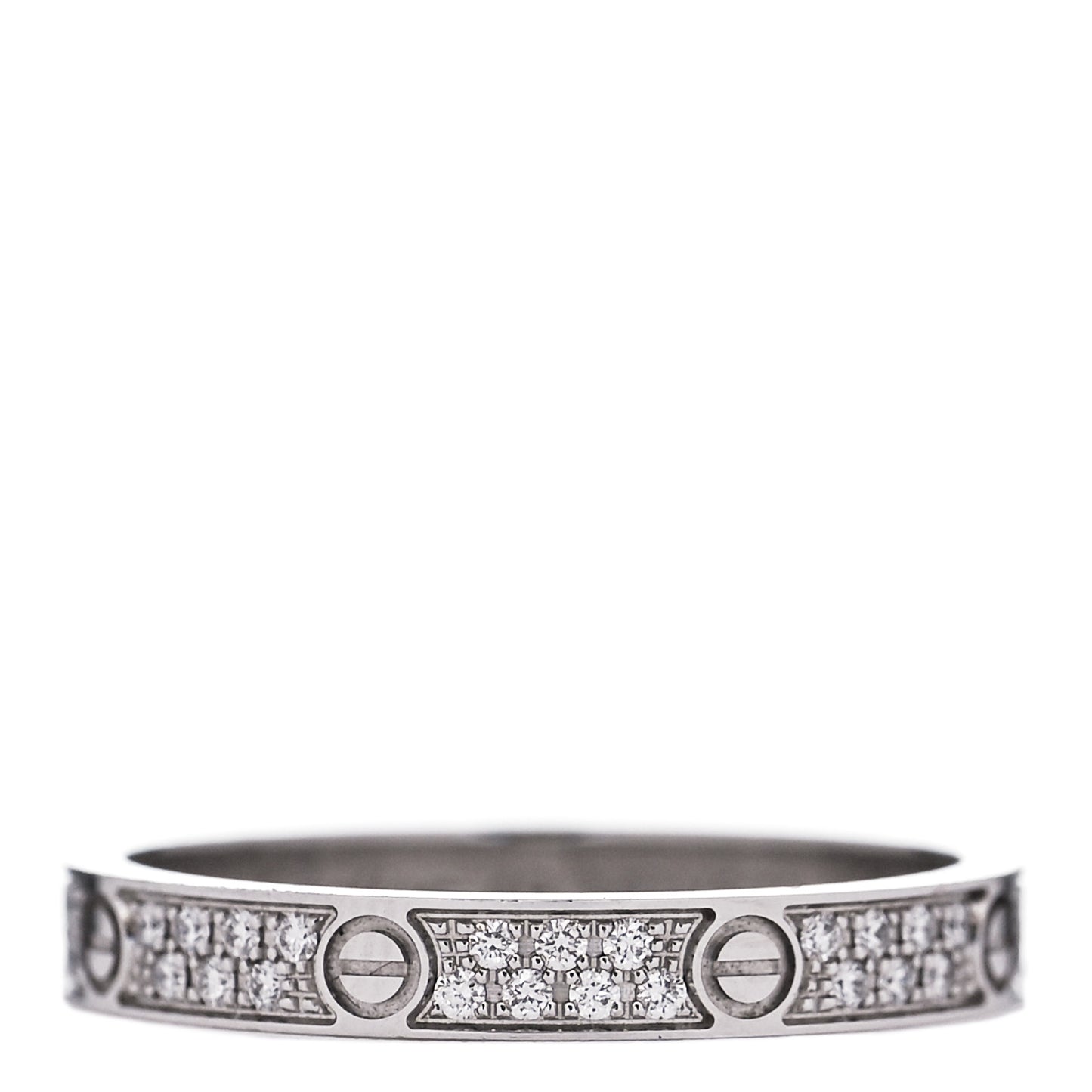 18K White Gold Diamond 2.6mm LOVE Paved Band Ring 49 4.75