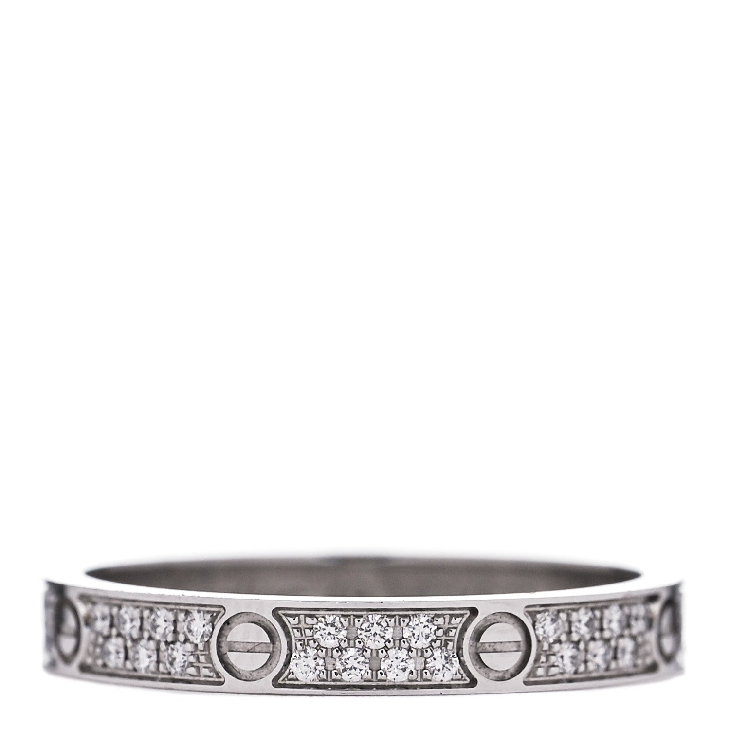 Cartier 18K White Gold Diamond 2.6mm LOVE Paved Band Ring 49 4.75 3 of 6