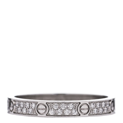 Cartier 18K White Gold Diamond 2.6mm LOVE Paved Band Ring 49 4.75 3 of 6