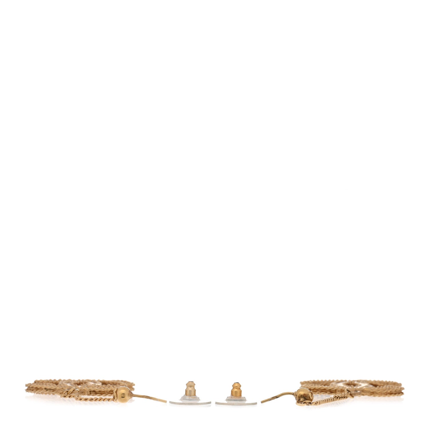Chanel CC Drop Earrings Matte Gold 3 of 5