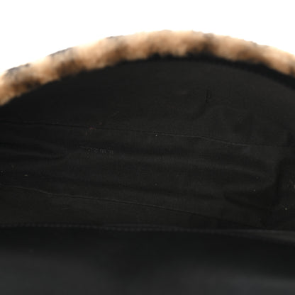 Fendi Shearling Vitello Dolce Macro FF 1974 Baguette Tobacco Black 5 of 10