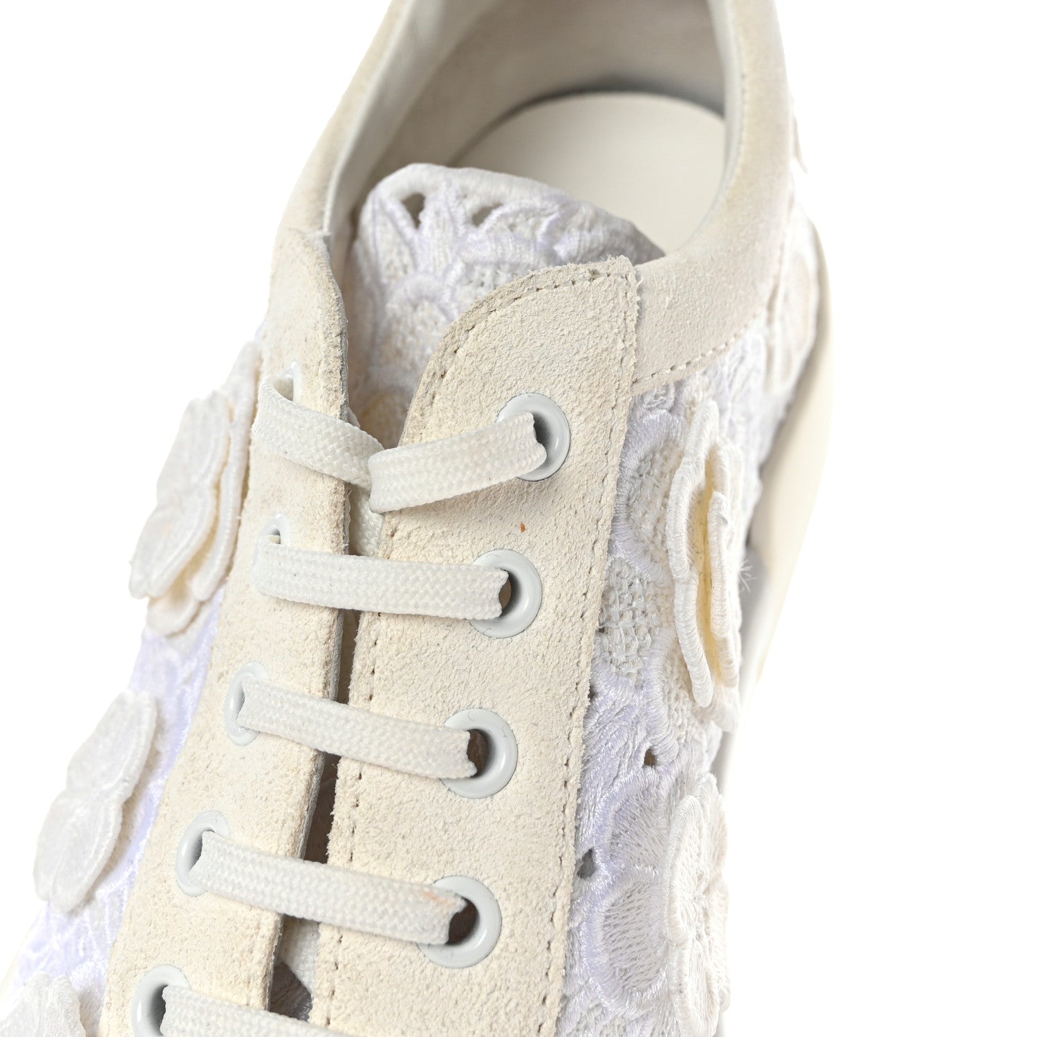 Chanel Suede Embroidered Flower Sneakers 38 White 11 of 17