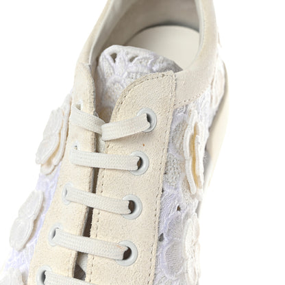 Chanel Suede Embroidered Flower Sneakers 38 White 11 of 17