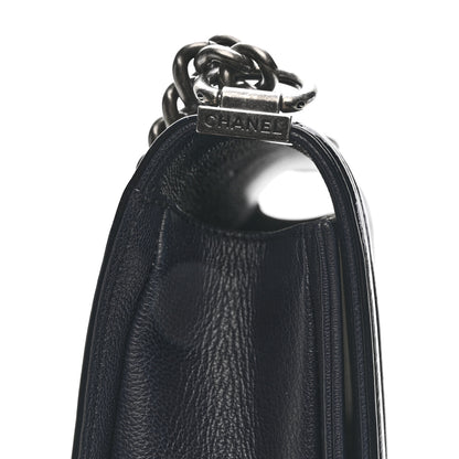 Chanel Goatskin Quilted Patent Medium Duo Boy Flap Dark Blue 12 of 13