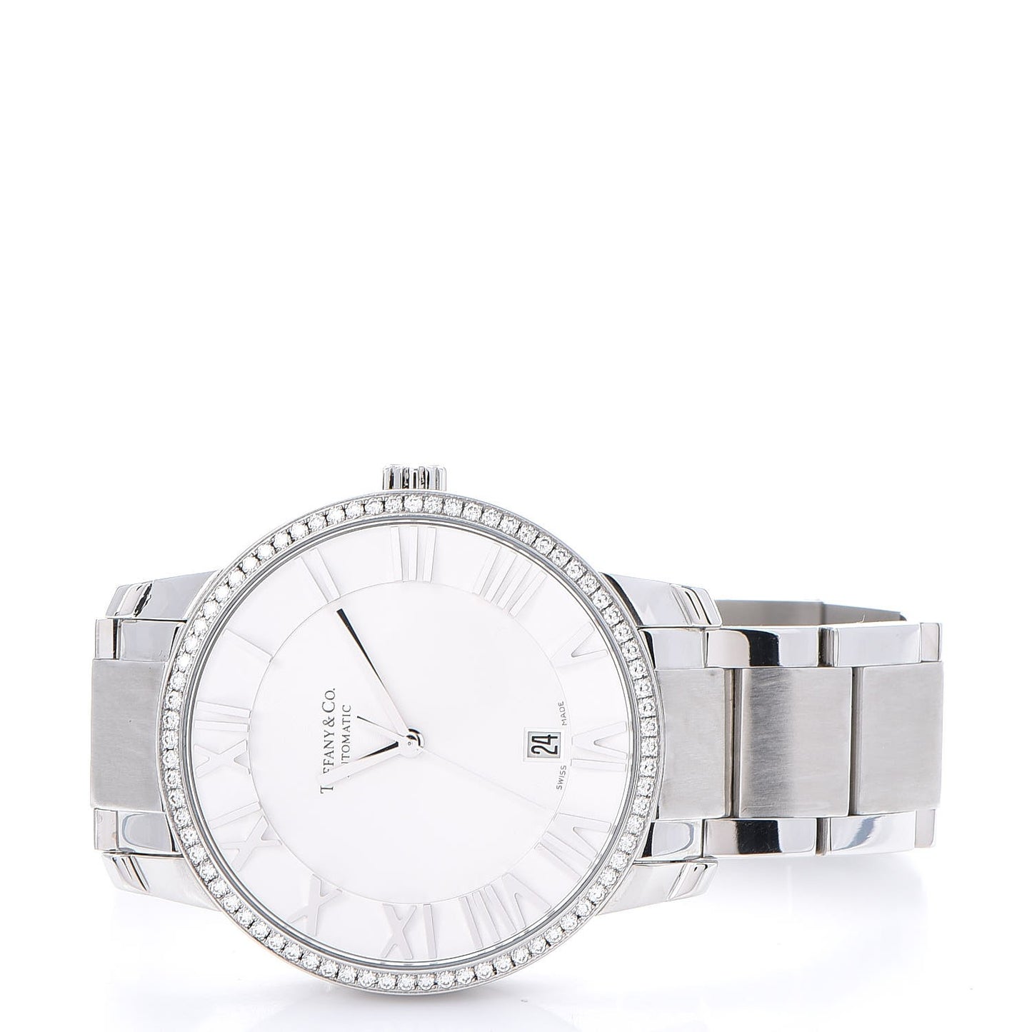 Stainless Steel Diamond Bezel 37mm Atlas 3-Hand Automatic Watch