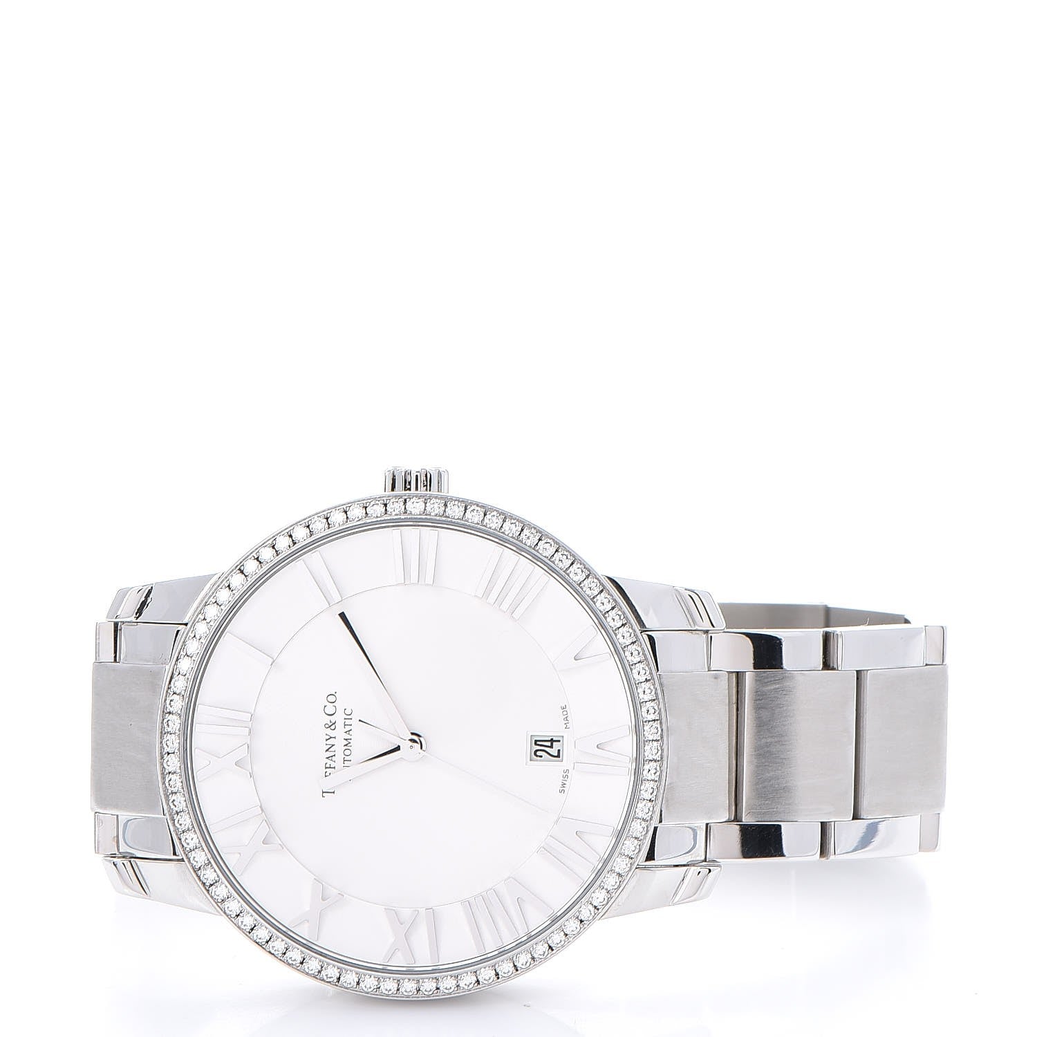 Tiffany Stainless Steel Diamond Bezel 37mm Atlas 3-Hand Automatic Watch 3 of 8