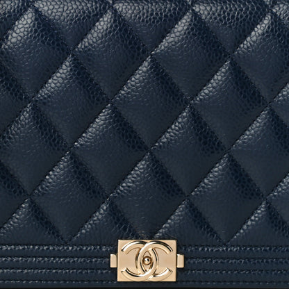 Chanel Caviar Quilted Boy Wallet On Chain WOC Navy 9 of 14