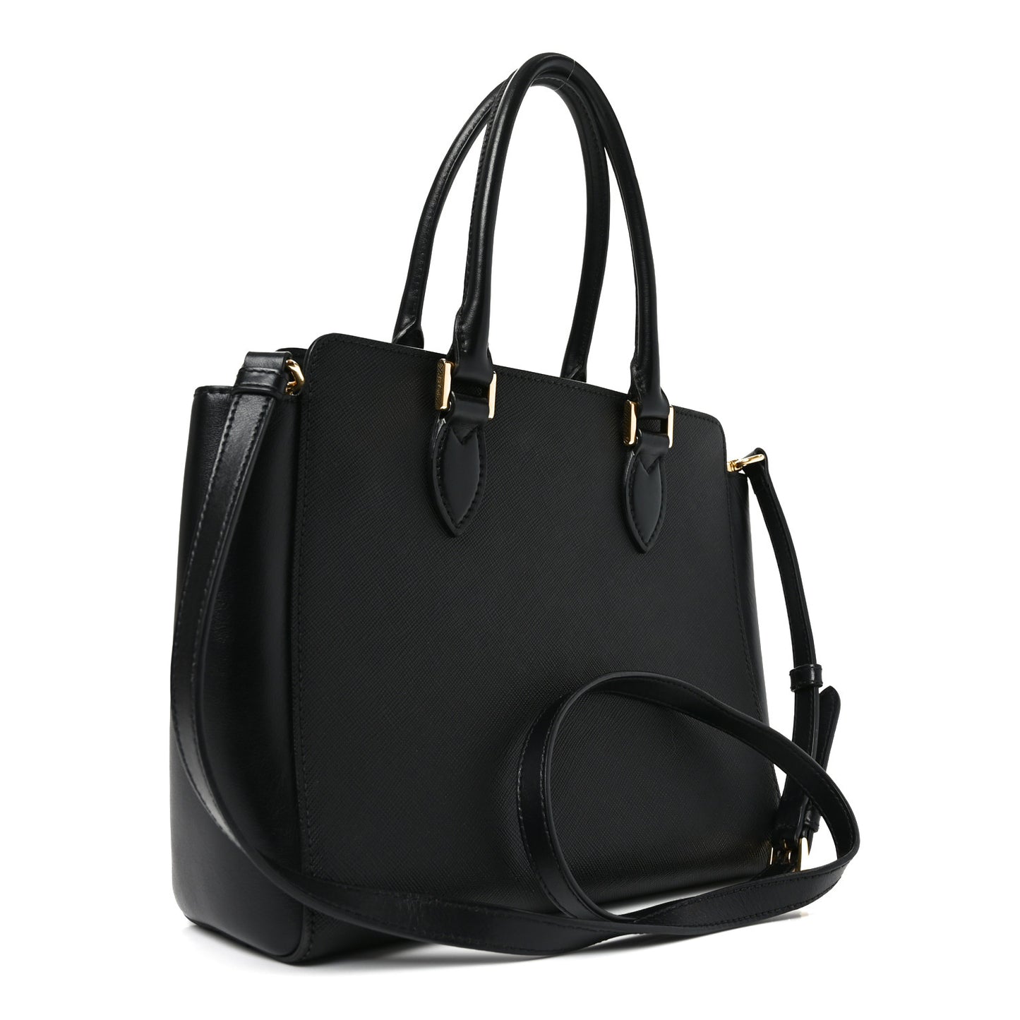 Saffiano Soft Calfskin Small Zippered Tote Black