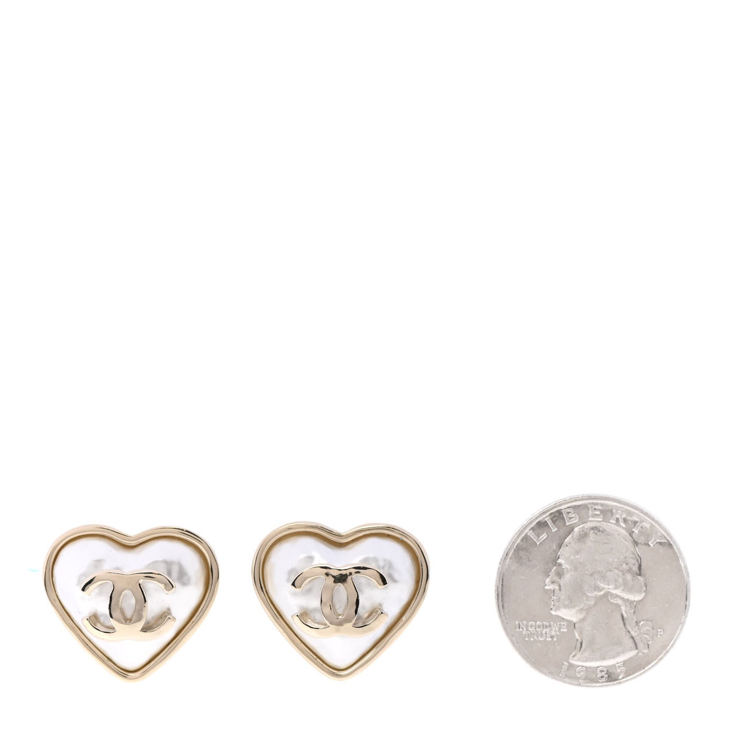 Chanel Pearl CC Heart Earrings Gold 2 of 5