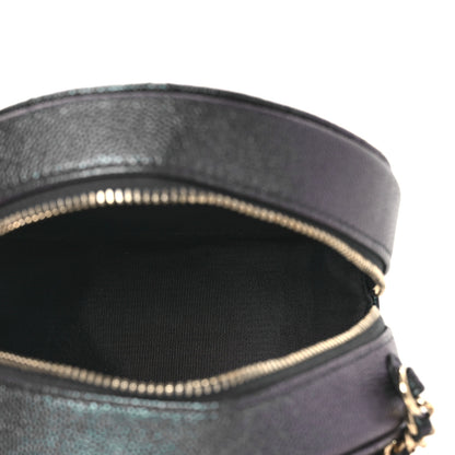 Chanel Iridescent Caviar Quilted Round Clutch With Chain Black 5 of 11