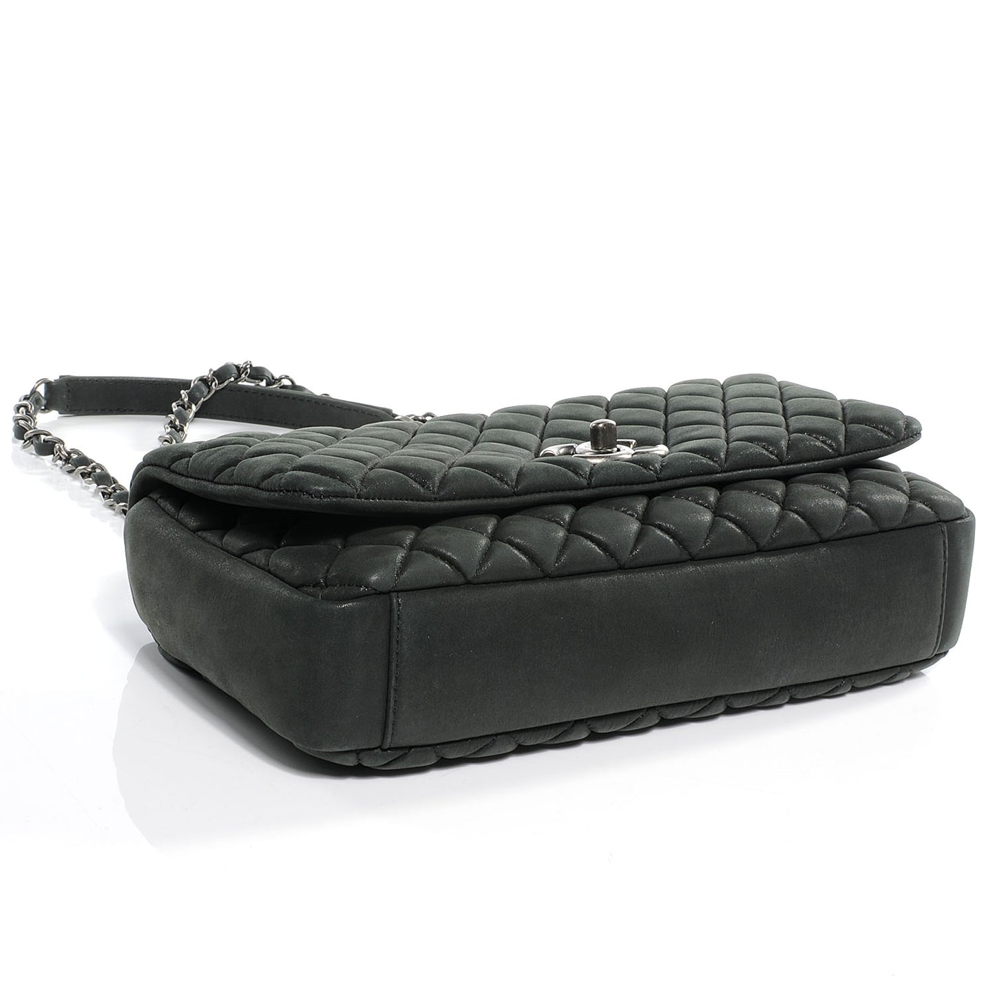Iridescent Calfskin Small New Bubble Quilt Flap Black
