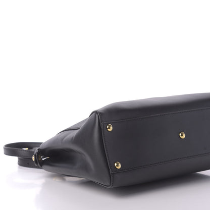 Fendi Vitello Morgan Shiny Nappa Medium Peekaboo Iconic Satchel Black 7 of 11