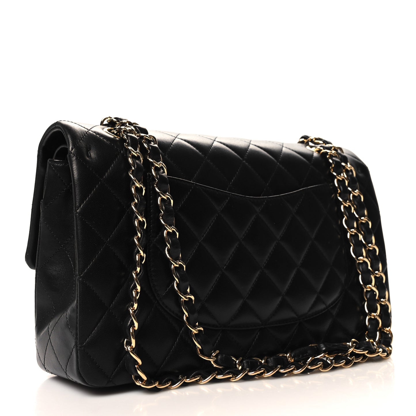 Lambskin Quilted Medium Double Flap Black