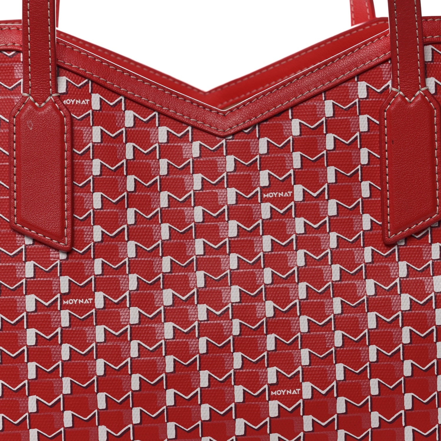 Moynat Calfskin Canvas M Tote MM Red 8 of 11