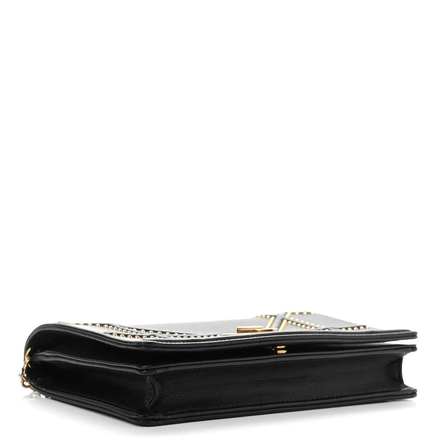 Lambskin Studded Micro Diorama Flap Bag Black
