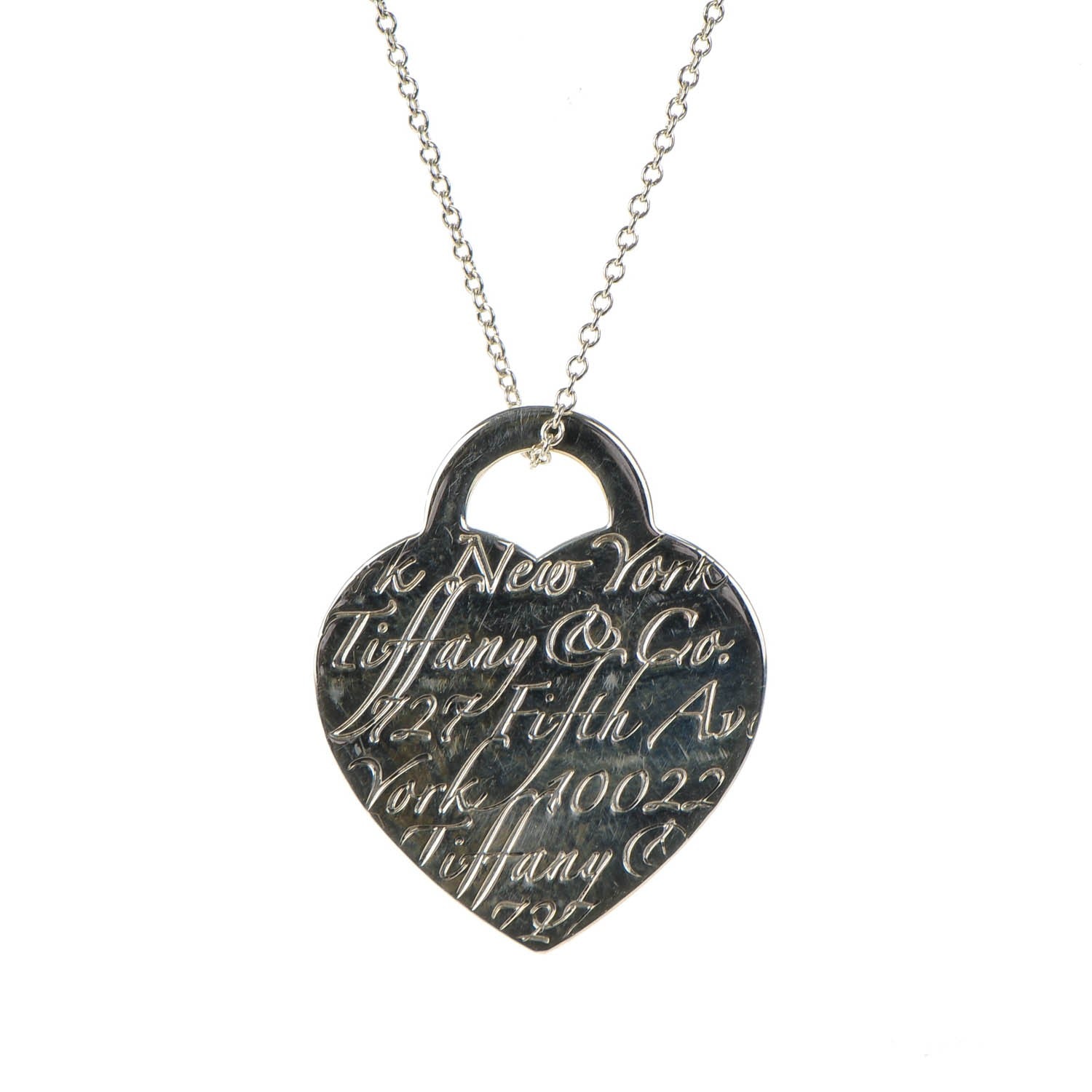 Tiffany Sterling Silver Notes Heart Tag Charm Necklace 3 of 7