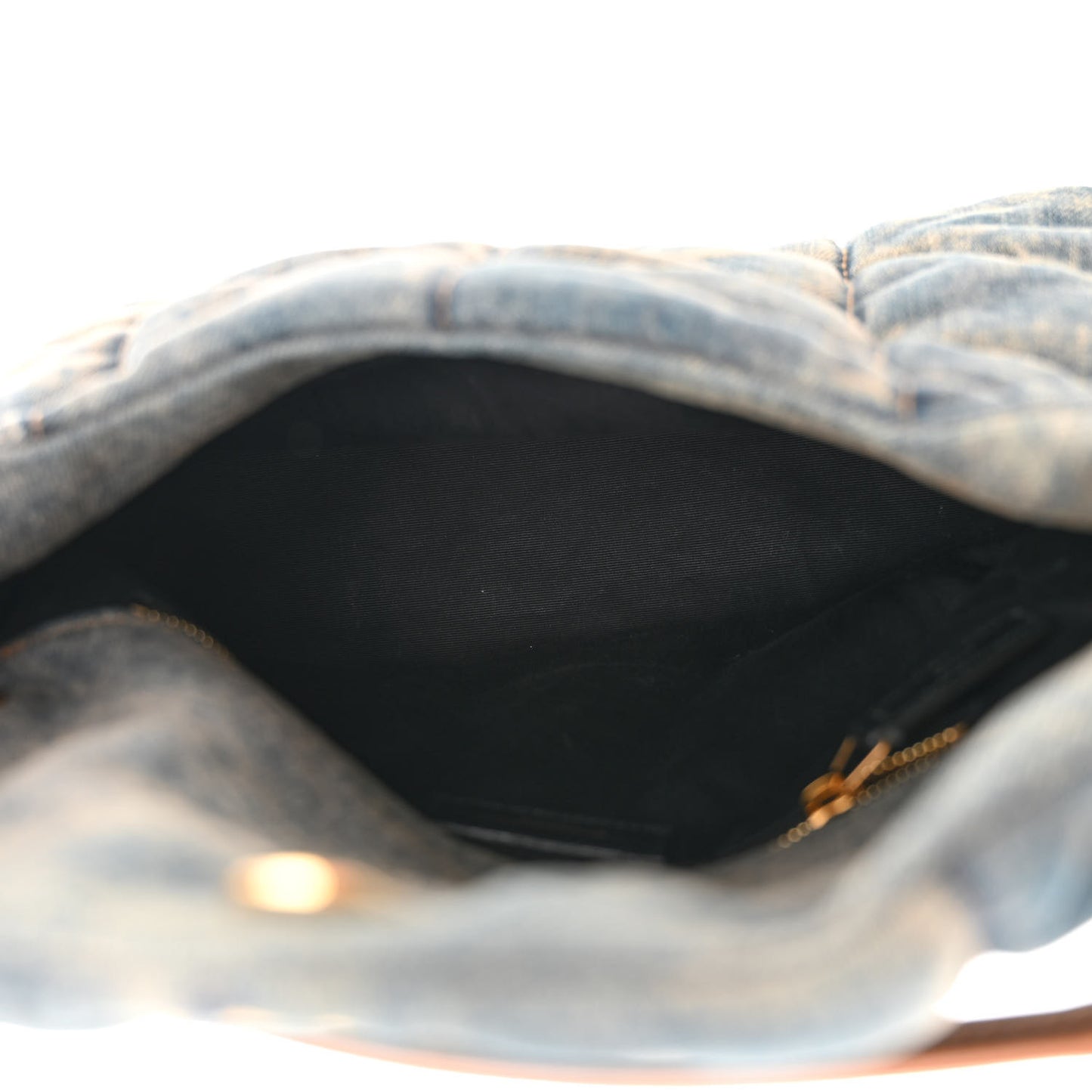 Denim Quilted Small Loulou Puffer Monogram Chain Satchel Blue Cinnamon