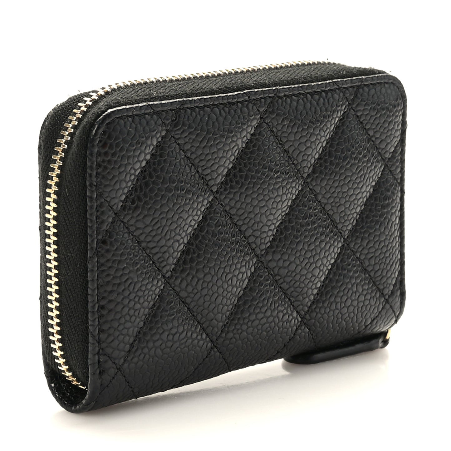 Caviar Quilted Zip Coin Purse Black