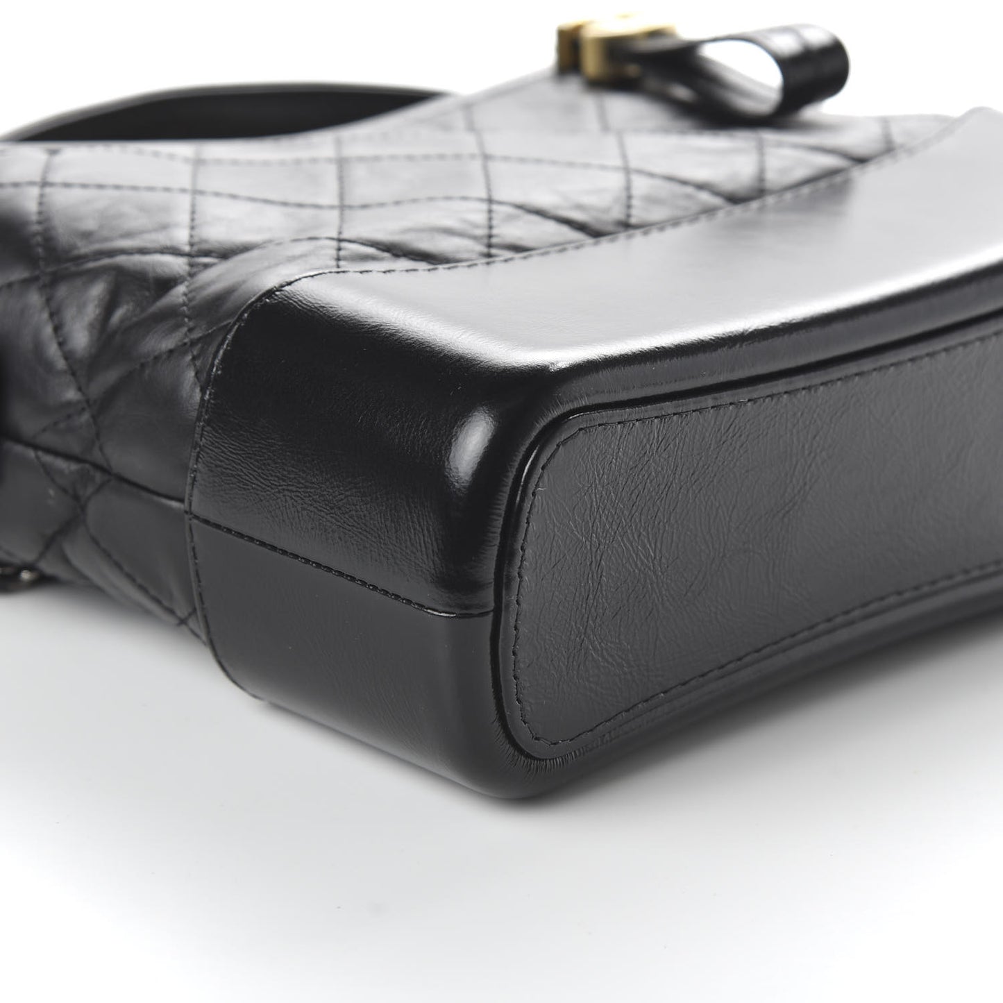 Aged Calfskin Quilted Small Gabrielle Logo Hobo Black