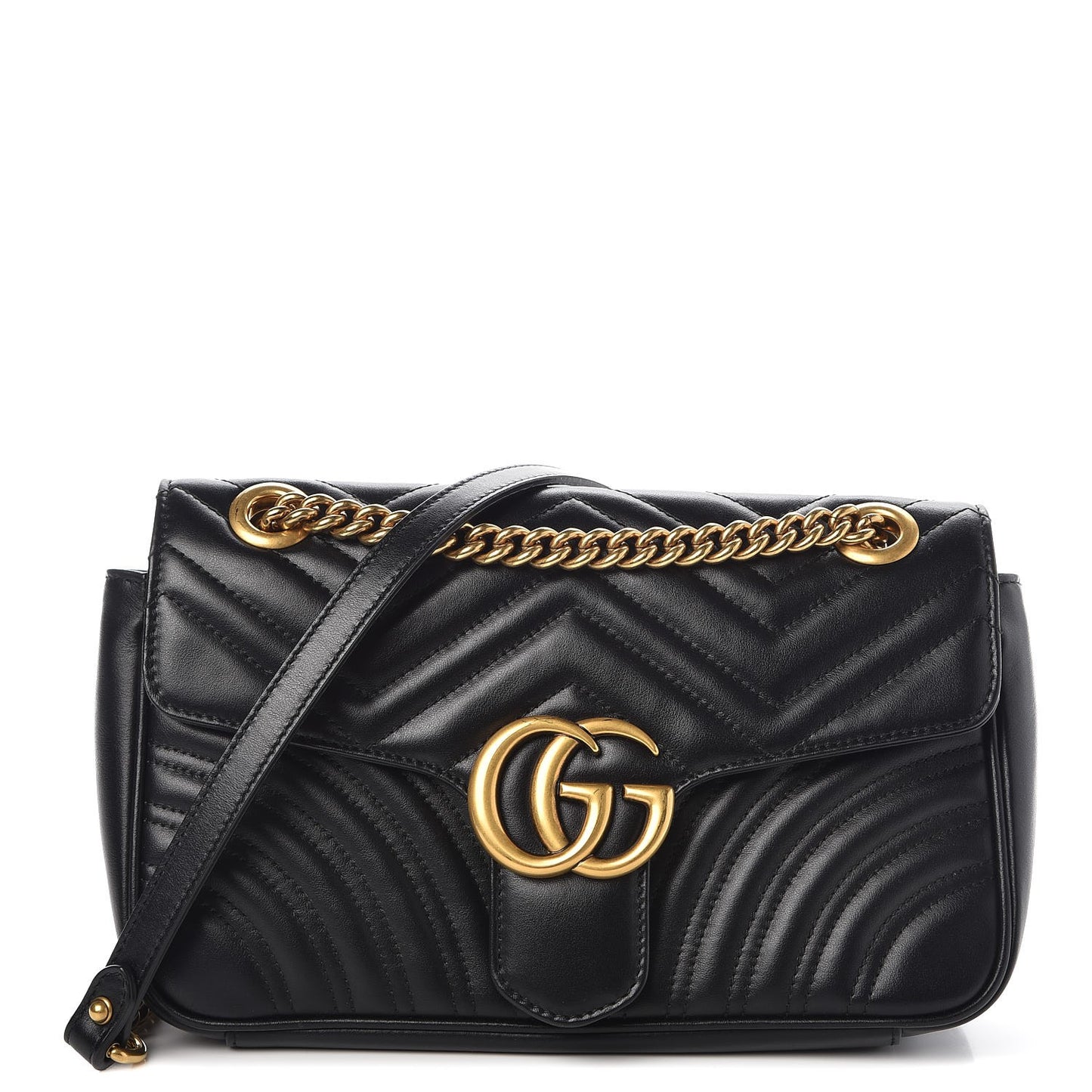 Calfskin Matelasse Small GG Marmont Shoulder Bag Black