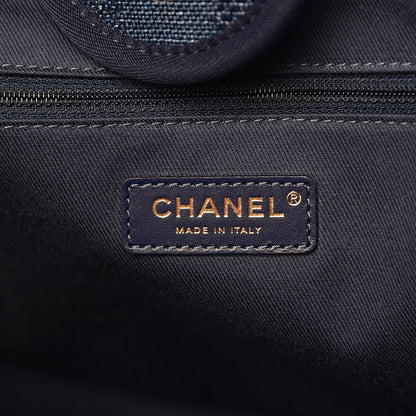 Chanel Mixed Fibers Striped Medium Deauville Tote Navy Blue 6 of 10