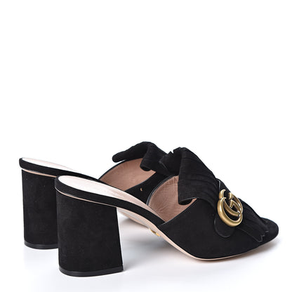 Gucci Kid Scamosciato GG Marmont Fringe 75mm Slide Sandals 40.5 Black 5 of 10