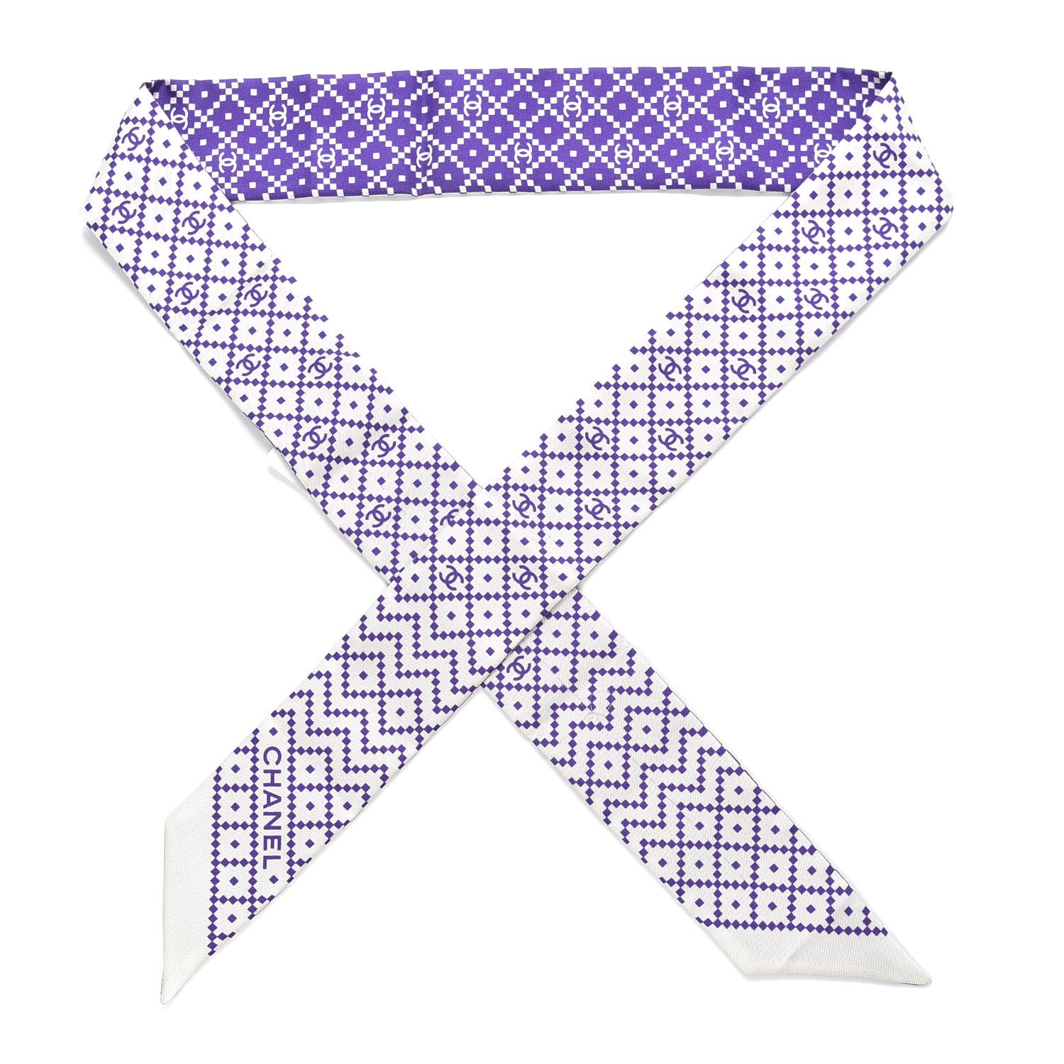 Chanel Silk Twill Slim Bandeau Scarf Purple 1 of 6